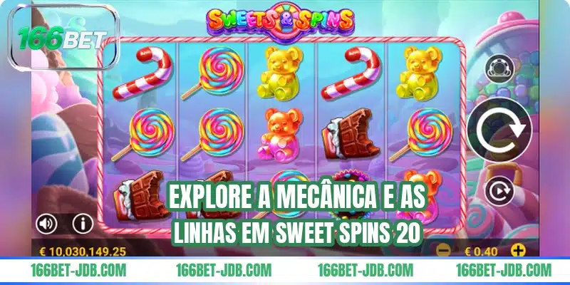 Explore a mecânica e as linhas em Sweet Spins 20